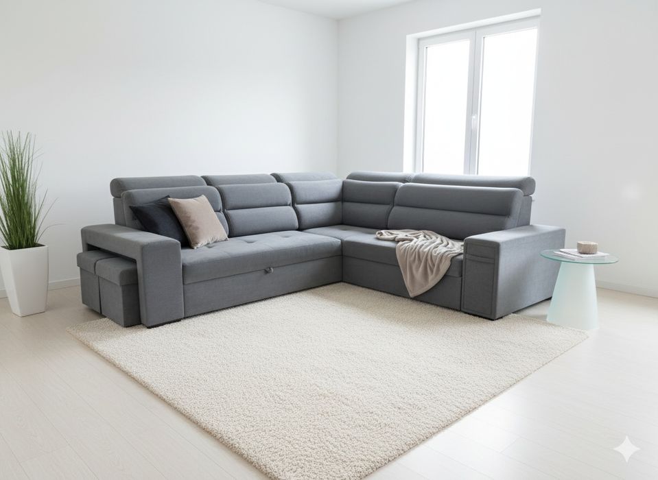 OUTLET Narożnik z bardzo wysokim oparciem AKSAMIT DOSTAWA GRATIS