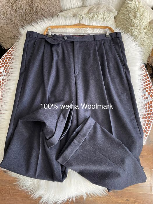 Zimowe spodnie męskie wełniane zakladkami 100% wełna Woolmark