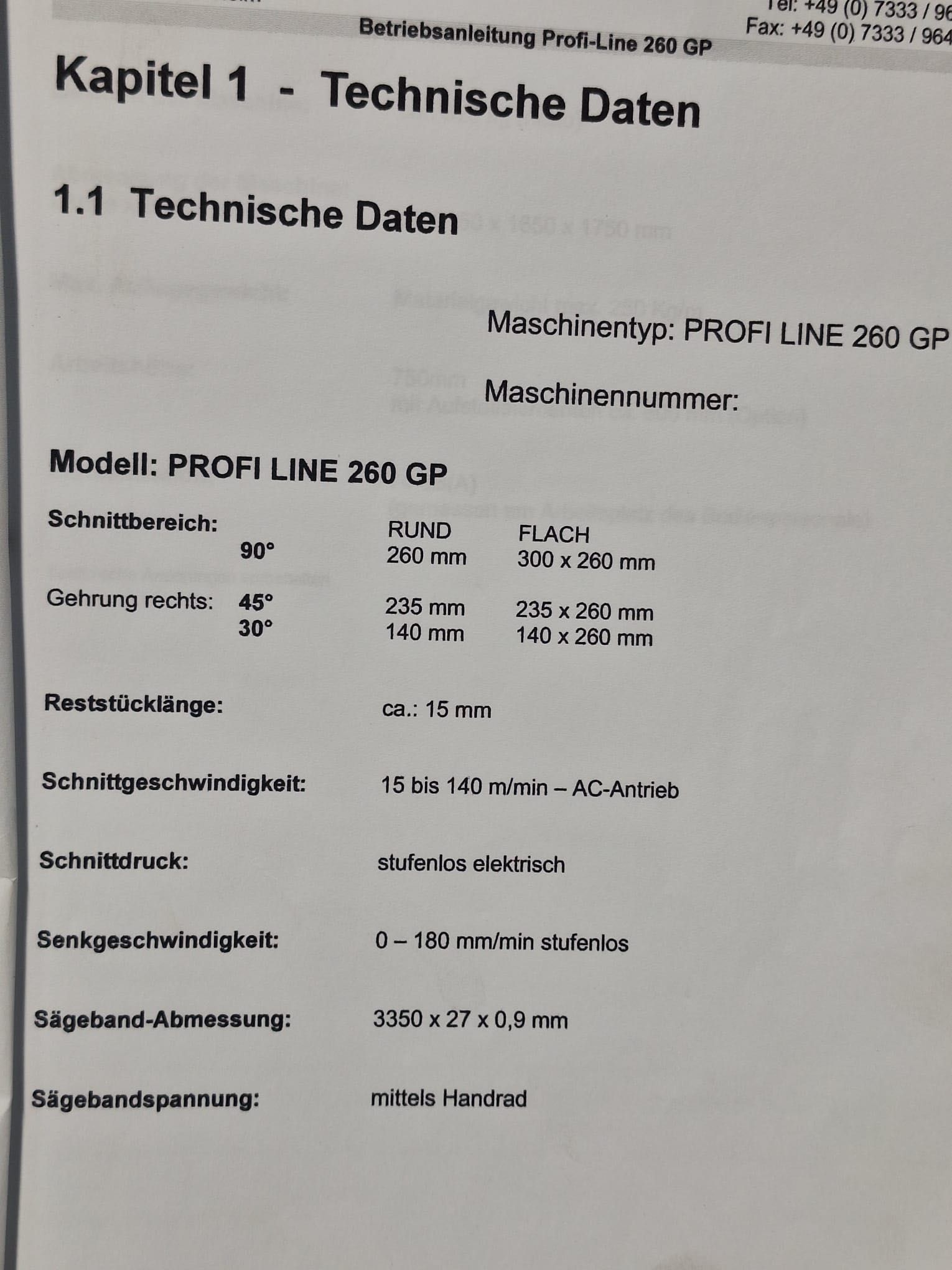 Przecinarka MEBA Pro-Line 260 GP półautomat/skrętna(Amada/Kasto/Bomar)
