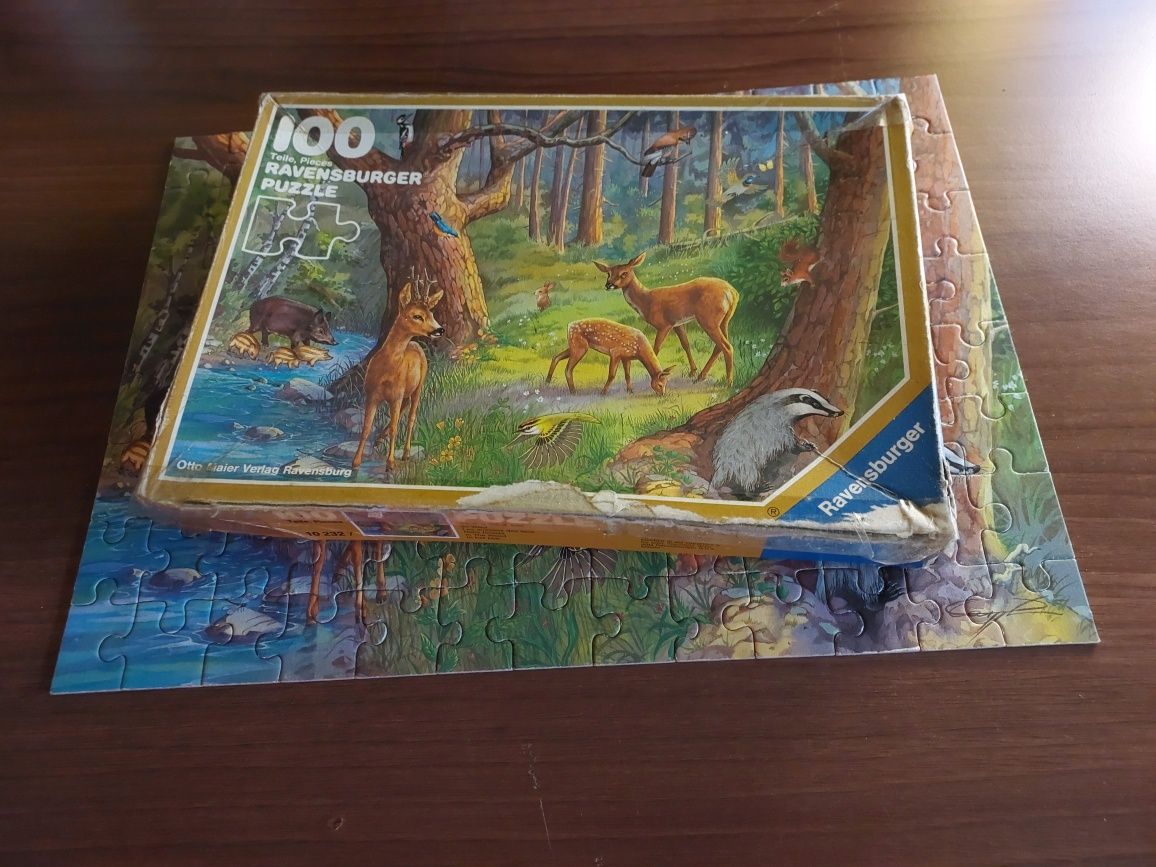 Puzzle 100 elementów las zwierzęta drzewa sarna jeleń bambi vintage