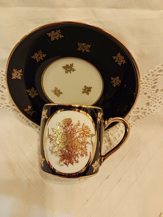 Limoges Josephine filizanka kolekcjonerska mokka kobalt