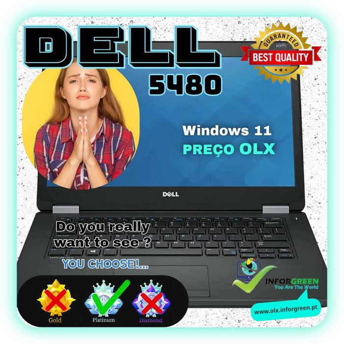 Portátil Dell 5480 i5-8350u W11 32GB e 512GB - Escolha > PLATINA