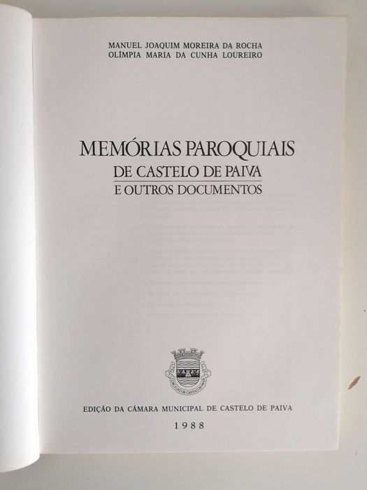 Livro - Memórias Paroquiais de Castelo de Paiva e Outros Documentos