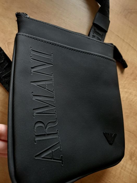 Listonoszka nerka saszetka męska torebka Armani logo pojemna czarna