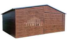 GARAŻ BLASZANY 6m x 5m dwuspad Brama + drzwi  orzech  TS219 6x5