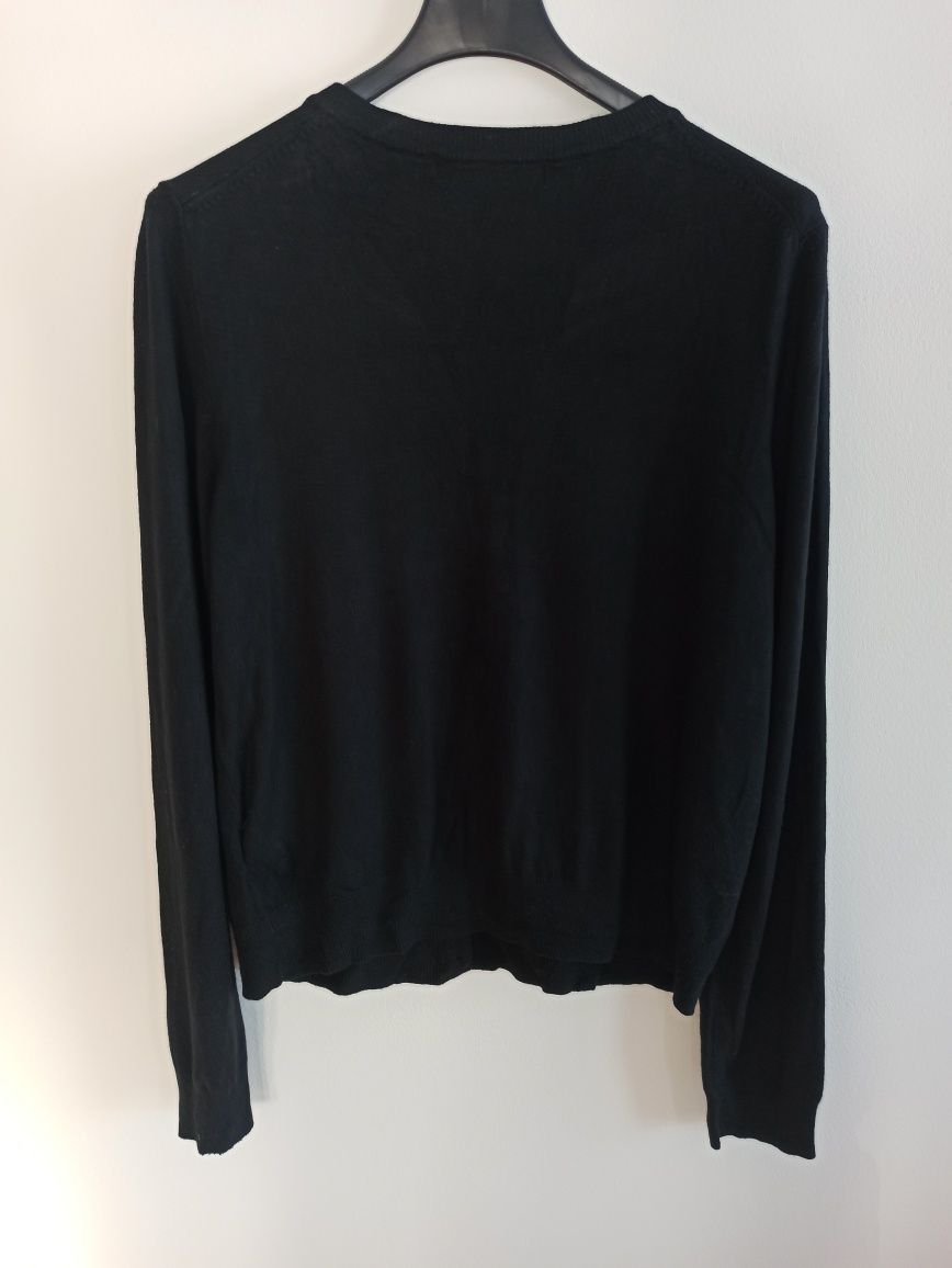 Sweter bluzka na guziki wiskoza czarny M&S Collection L/40 vintage cos