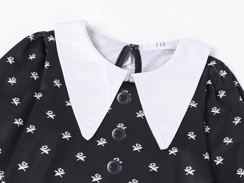 Czarna sukienka Wednesday Addams  dla dziewczynek na przyjęcia 130Cm