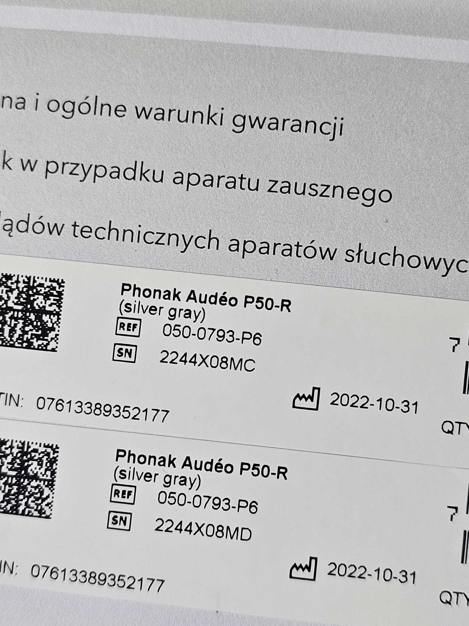 Aparaty słuchowe Phonak Audéo P50-R – para (lewy + prawy) JAK NOWE