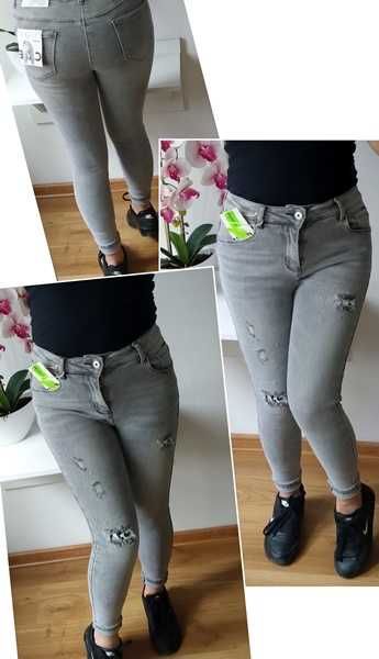 Szare, elastyczne i wygodne jeansy M.Sara