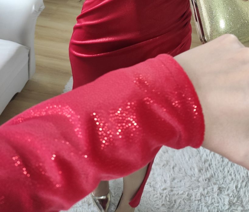 Sukienka długa maxi welur błyszcząca święta wigilia sylwester