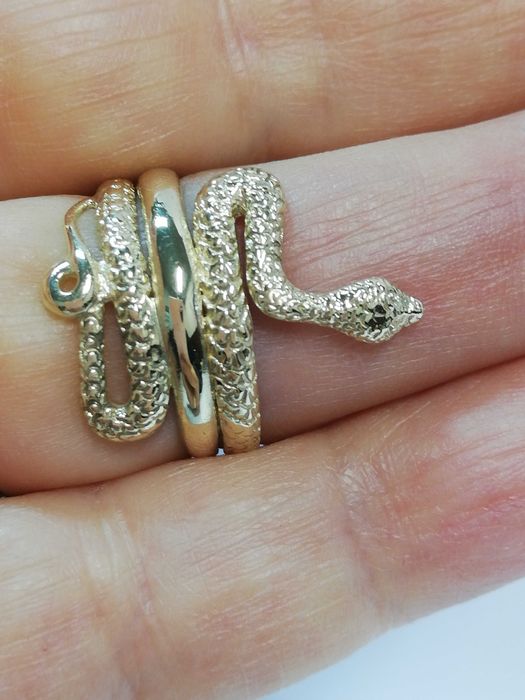 WŁOSKI bajkowy złoty pierścionek wąż Szeroki zajmuje sporo miejsca