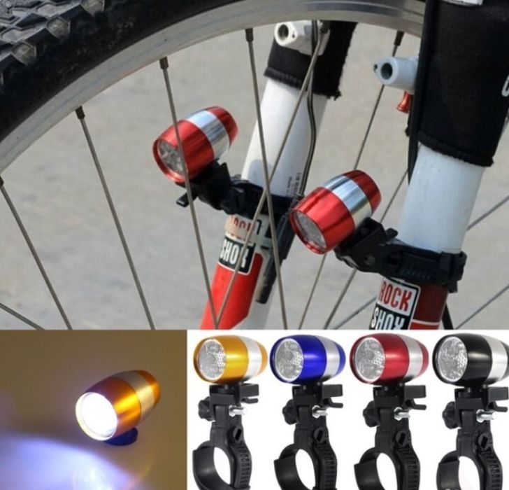 Мини фонарь на вилку велосипеда 6 LED с креплением фара велофара стоп