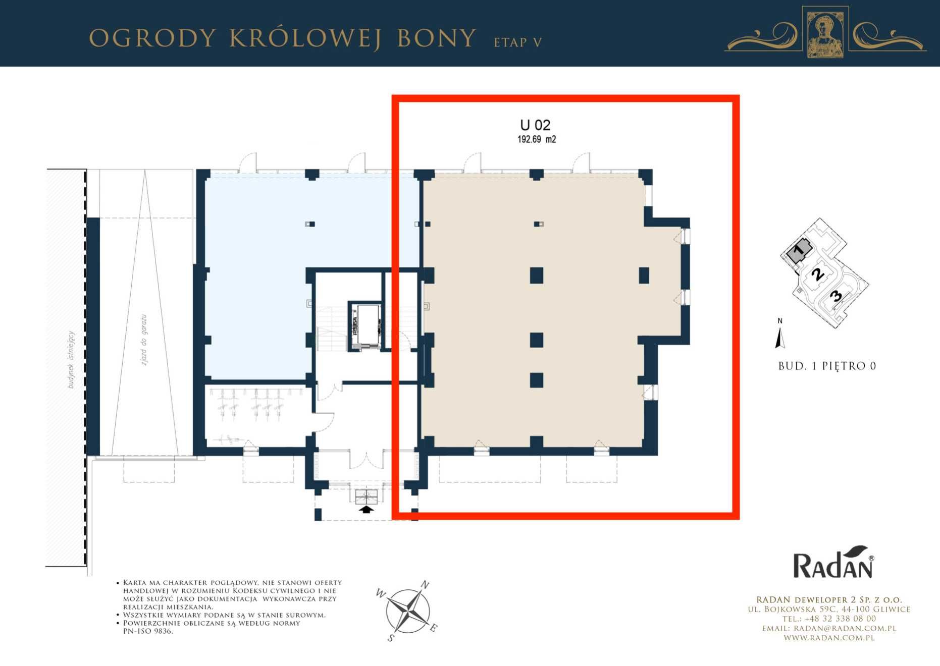 Ogrody Królowej Bony Gliwice lokal z witryną 192 m2 przy Rynku parking