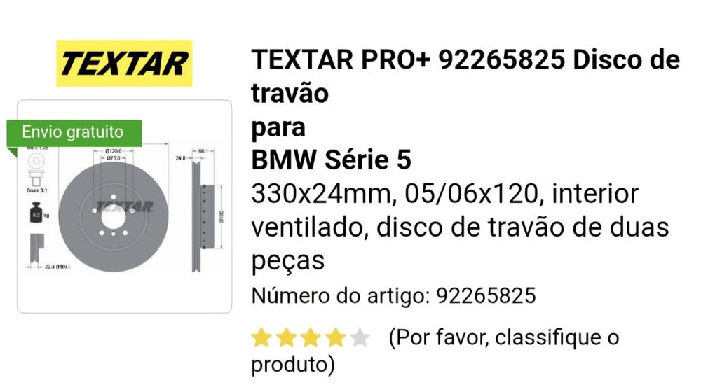 Discos de travão bmw serie 5