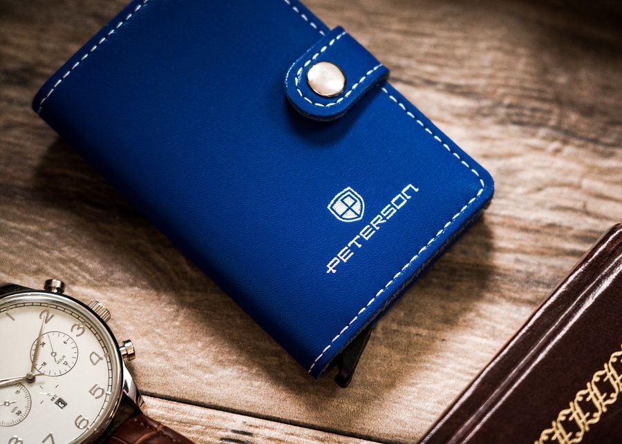 skórzane etui z podajnikiem na karty i wizytówki - peterson