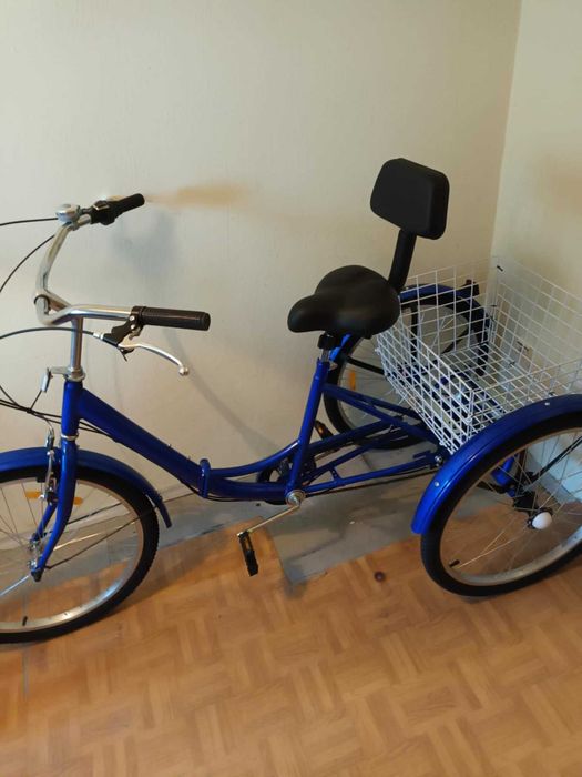 Rower Trójkołowy Składany NIEBIESKI 24 CALE  3 Koła 7 Biegów