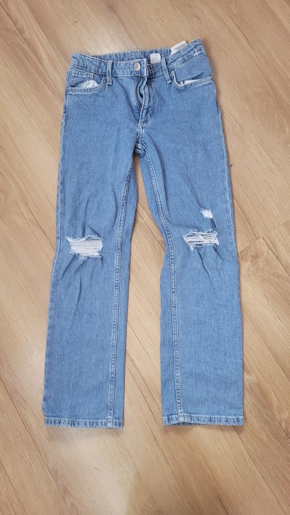 Spodnie jeansowe H&M dziury straight 134