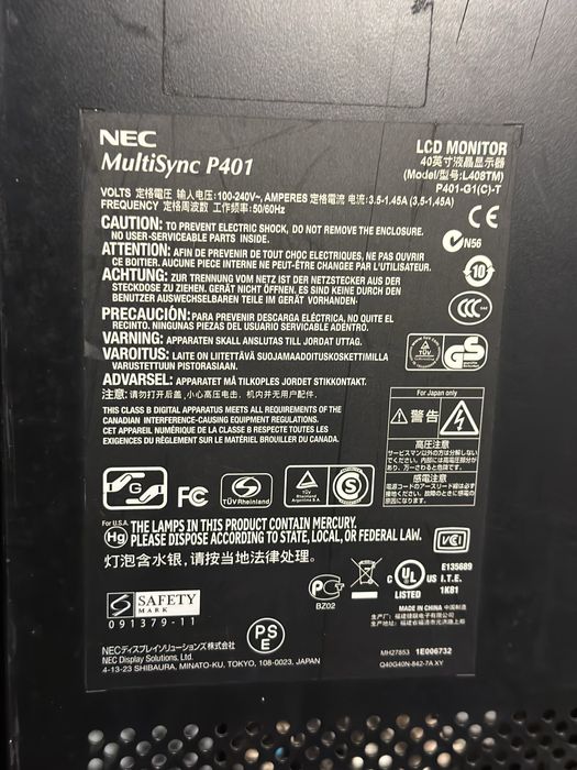 Telewizor lcd monitor NEC  TANIO  profesjonalny 40 cali display port