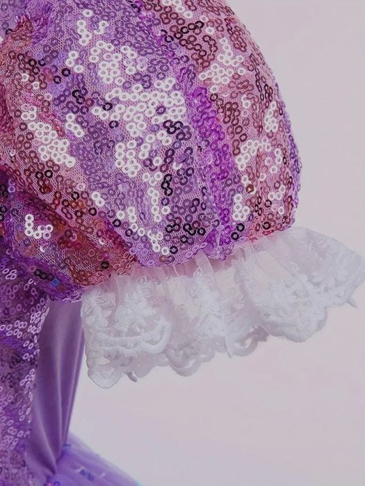 NOWY 104 110 Strój Księżniczka Roszpunka Kwiaty Akcesoria Sukienka Suk