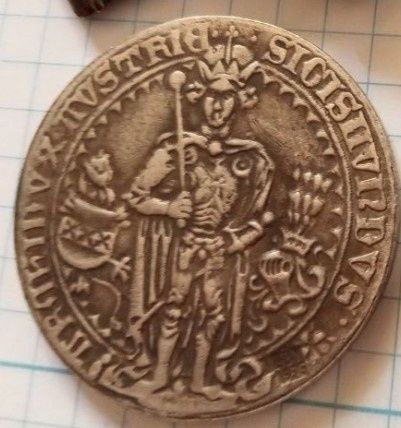 Stara duża Moneta Awers Król rewers Rycerz na koniu