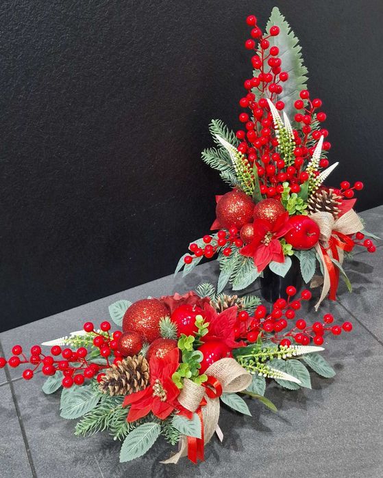 Komplet kompozycji kwiatowych na grób świąteczny B129