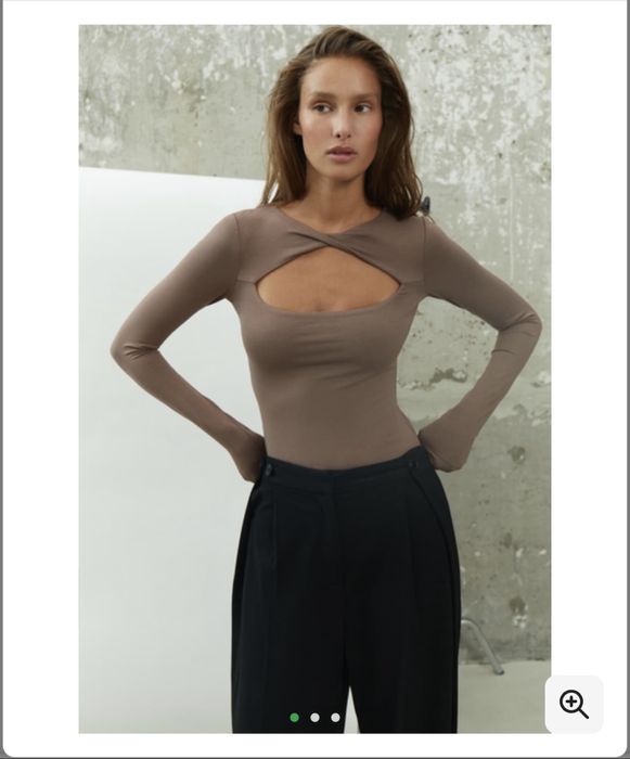 Боди с вырезом на груди , papaya