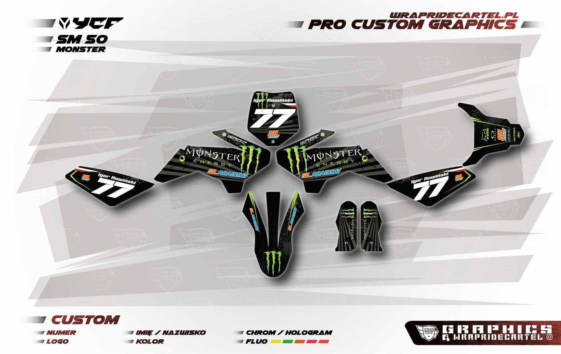 Profesjonalna Okleina PRO MX - Pitbike - MRF YCF 80, 120, 140 HQ RC SM