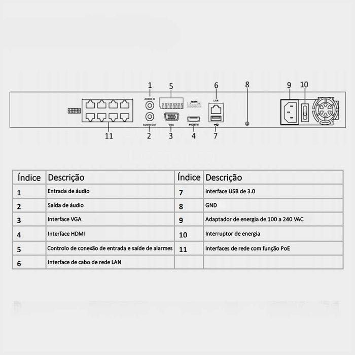 Gravador NVR Hiivision * PoE * 8 canais * 8 MP * 4K