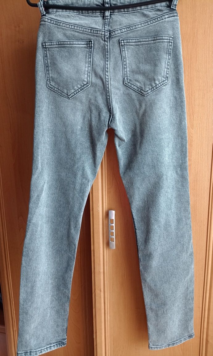Szare jeansy spodnie jeansowe NEXT jeans Petite Slim High Rise rozmiar
