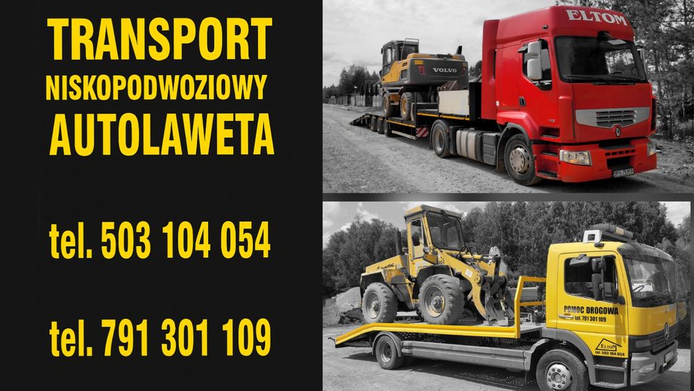 Transport maszyn i pojazdów, autolaweta 9T, niskopodwozie