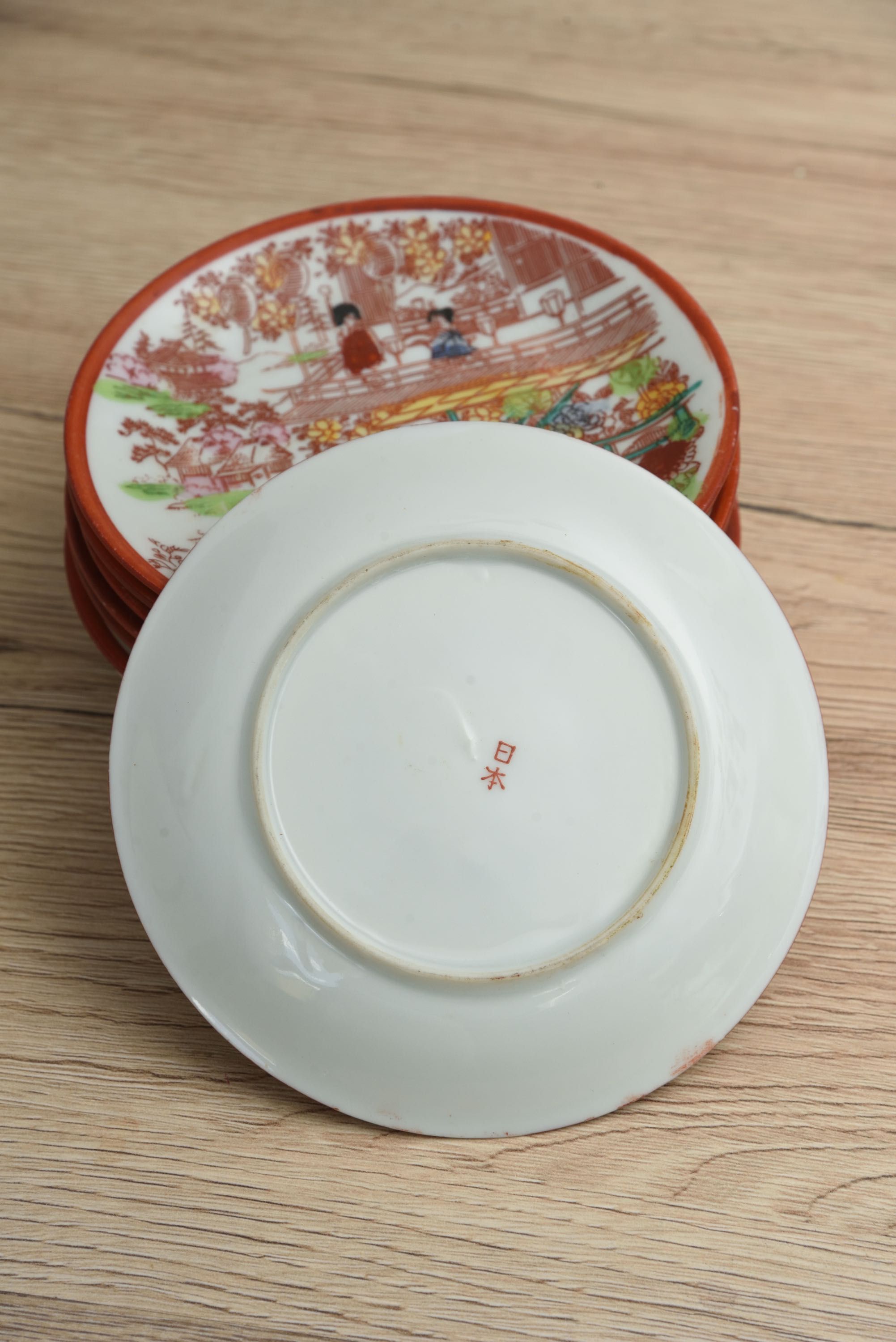 Zestaw 9 talerzyków w stylu vintage Japanese Satsuma