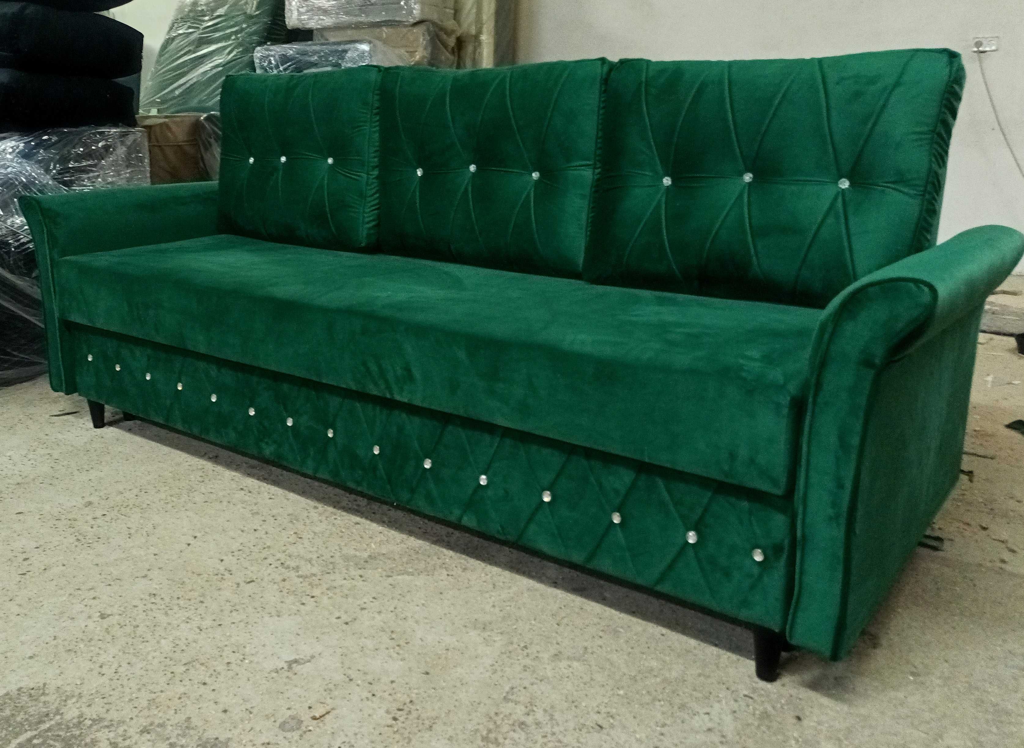 RATY sofa skandynawska glamour kanapa rozkładana łóżko kryształy uszak