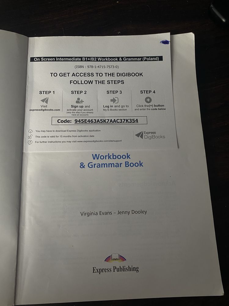 On Screen Warkbook and Grammar Book B1+/B2