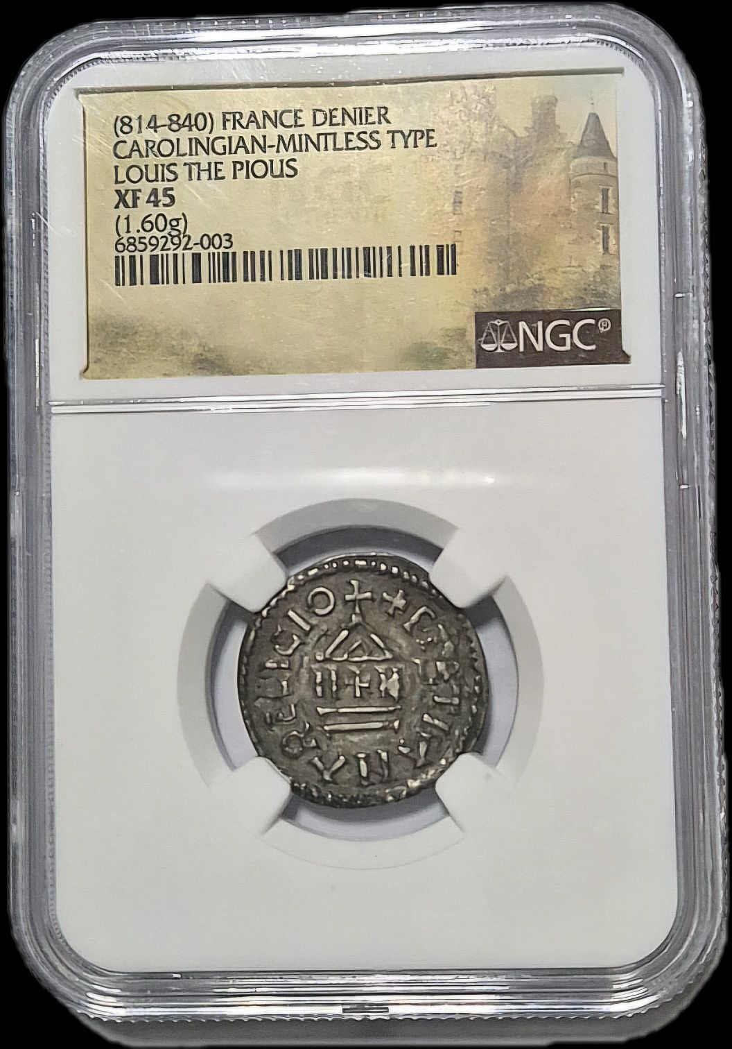 Carolingian denar - Ludwik Pobożny 814-840r - moneta grading NGC