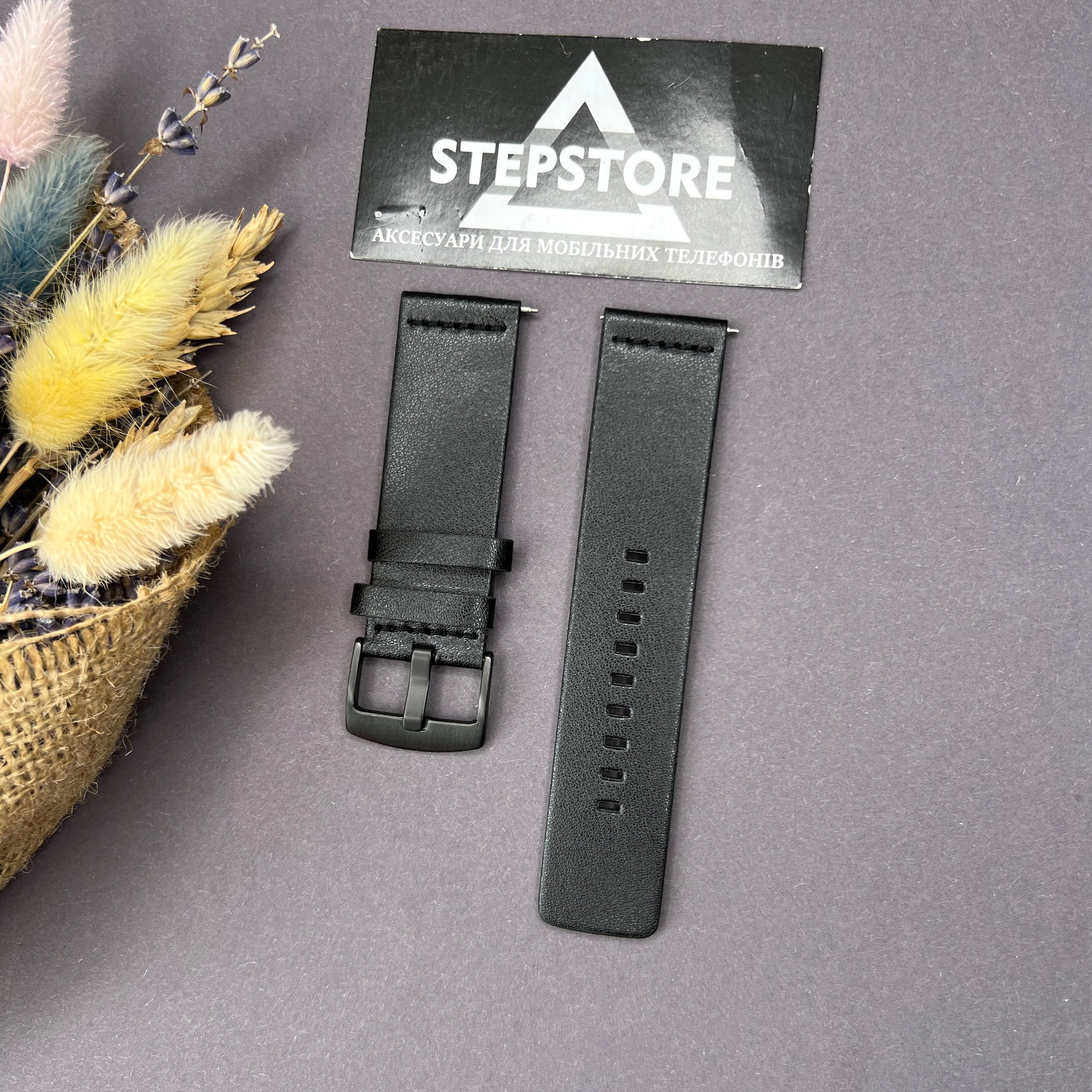 Ремешок кожаный 24 мм для часов Garmin с искусственной кожи