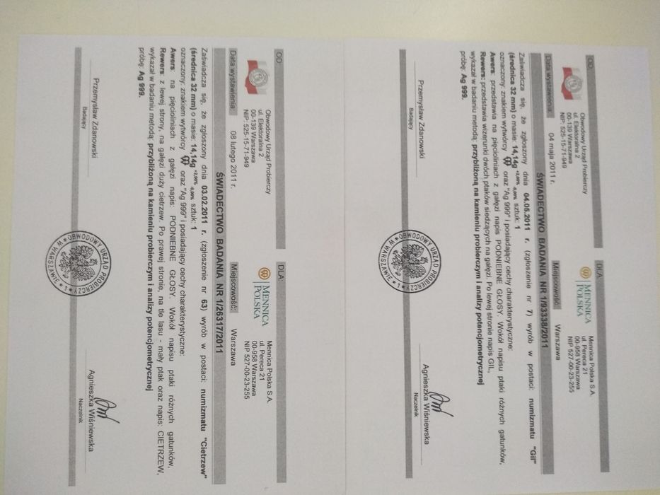 Monety srebrne z kolekcji "Podniebne Głosy"