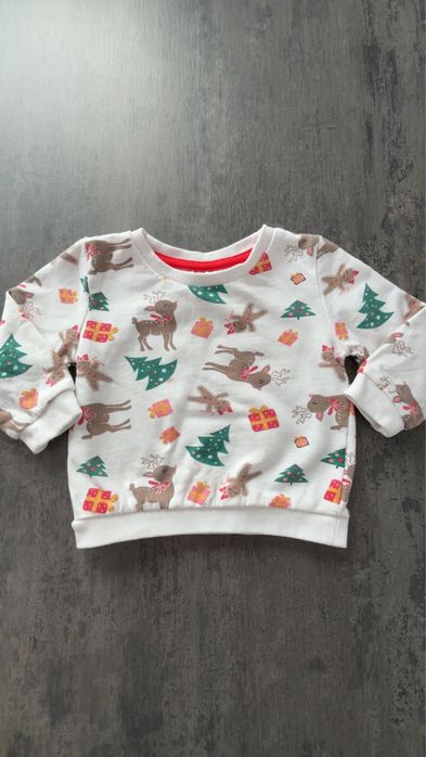 Świąteczna bluza niemowlęca z reniferkami i prezentami –  74 święta