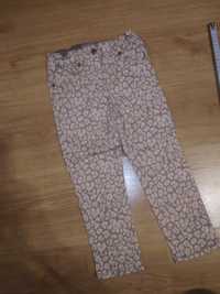 Spodnie 3-4 f&f rurki proste w pasie gumka panterka centki beż
