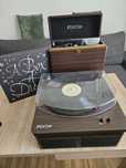 (Zestaw) Gramofon Fenton + Kufer na płyty + Zestaw płyt winylowych