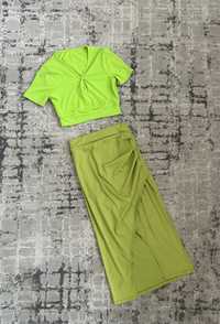 Zestaw komplet top Cropp bluzka spódnica zielone ombre