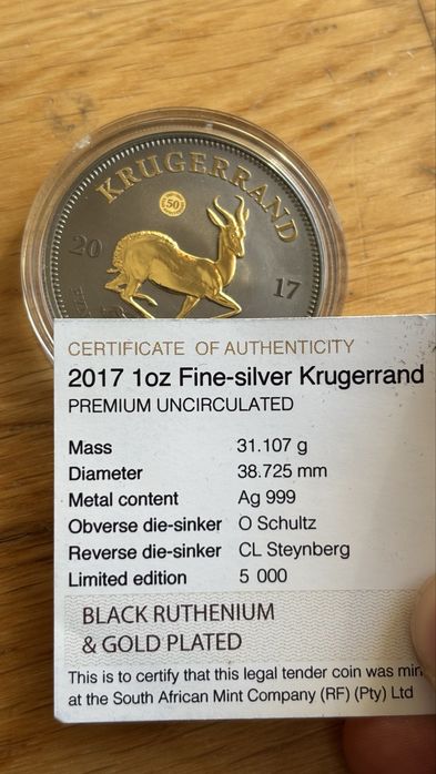 Krugerrand 2017 Edição de Prata do 50º Aniversário