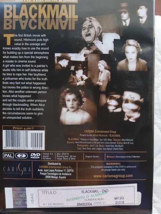 DVD Hitchcock "Chantagem / Blackmail"