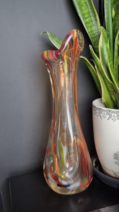 Ząbkowice wazon sękacz - kolorowe szkło- PRL