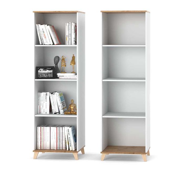 Regał Na Książki Do Salonu Sypialni Skandynawski Olivier 60cm 4 Półki