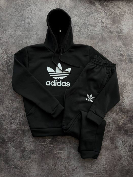 Костюм чоловічий теплий на флісі штани і худі Аді 2 кольори сірий/чорн