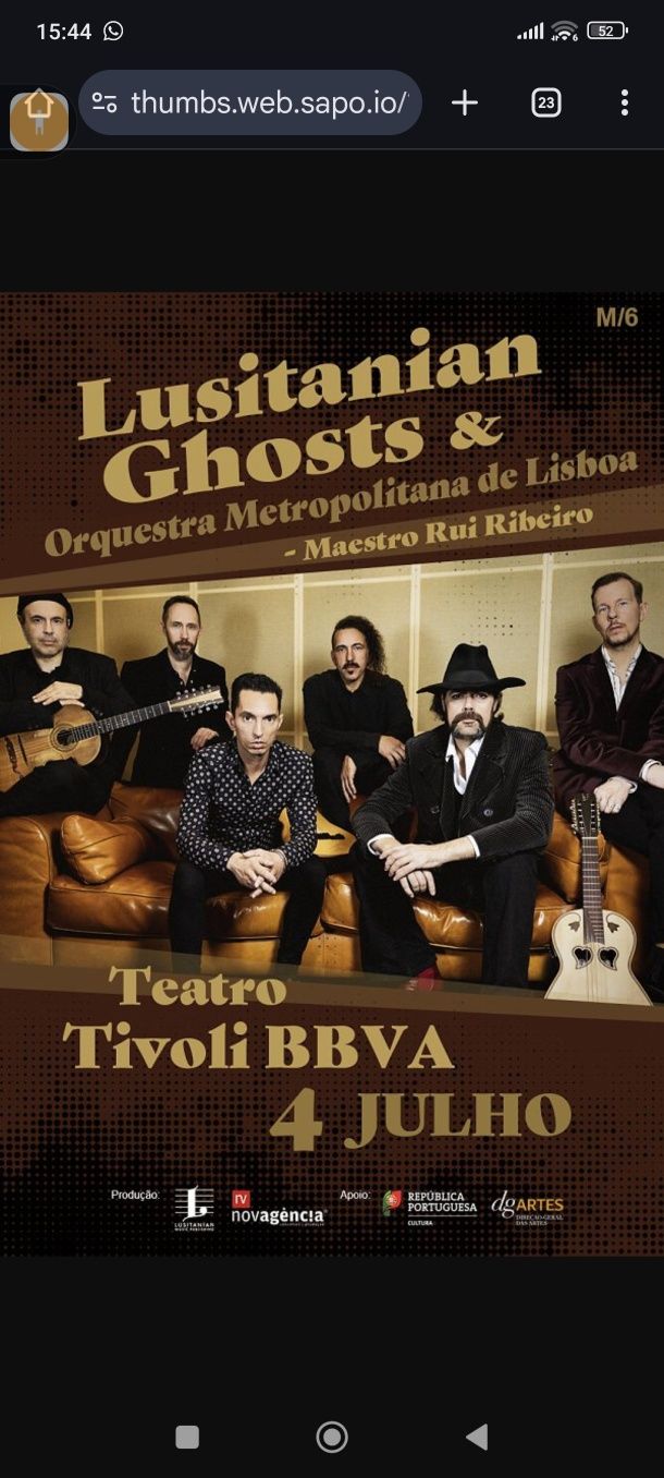2 bilhetes Lusitanian Ghost & Orq. Metropolitana Lisboa