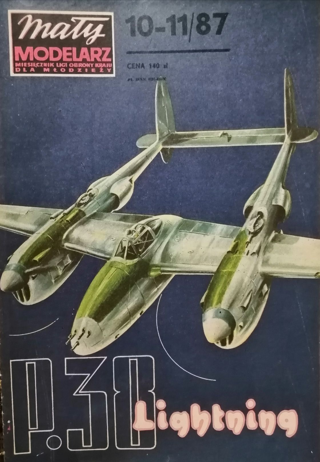 Model kartonowy P-38 Lightning 10-11/87 Mały Modelarz