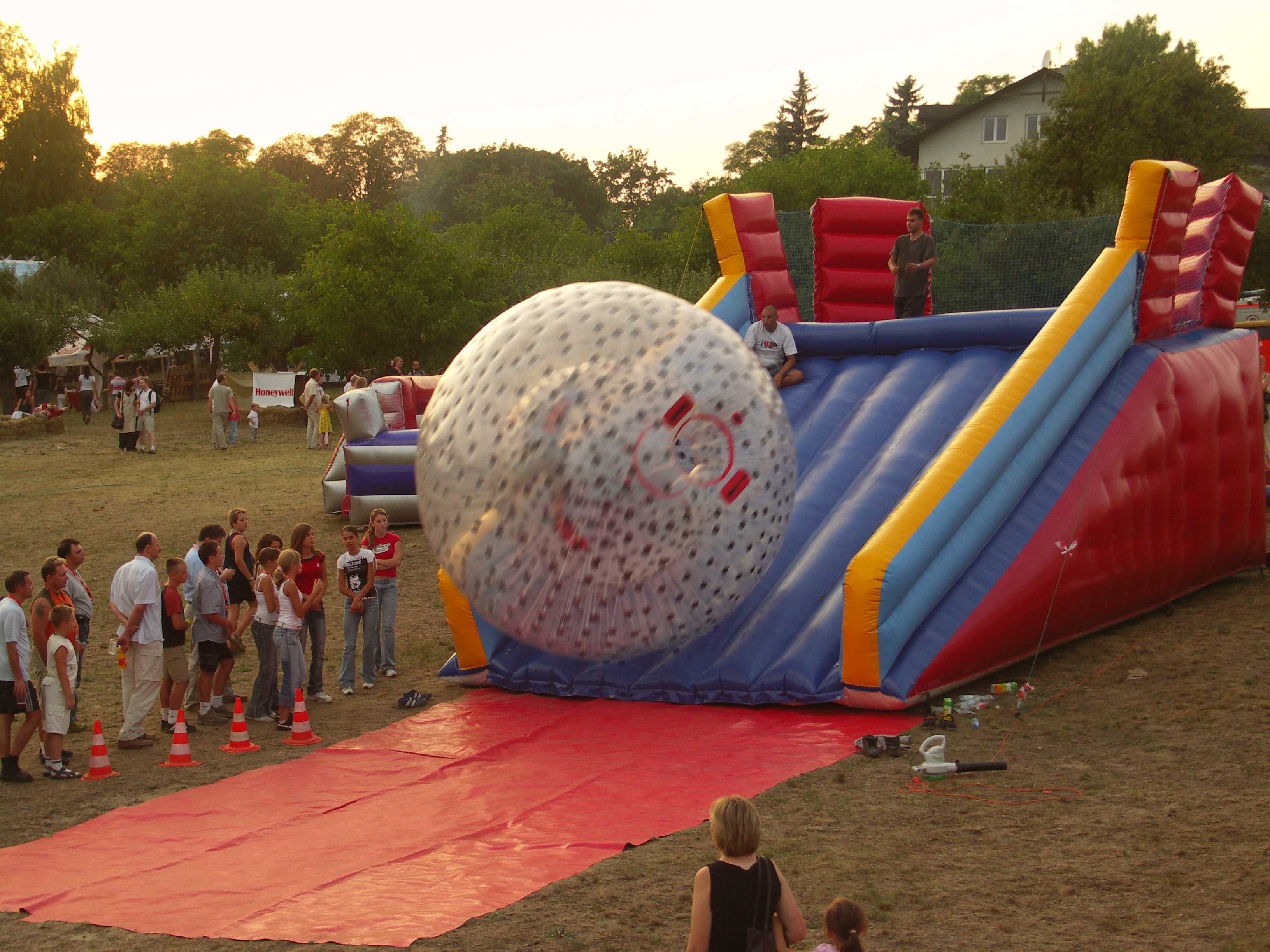 dmuchana RAMPA rozbieg DO TURLANIA KULI typu zorbing zorba sprzedam FV