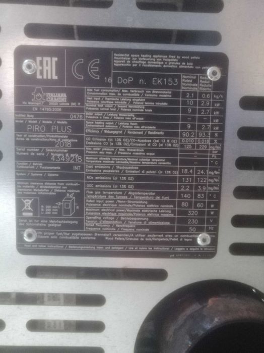 Piec kominek włoski 9kw Piro plus edilkamini