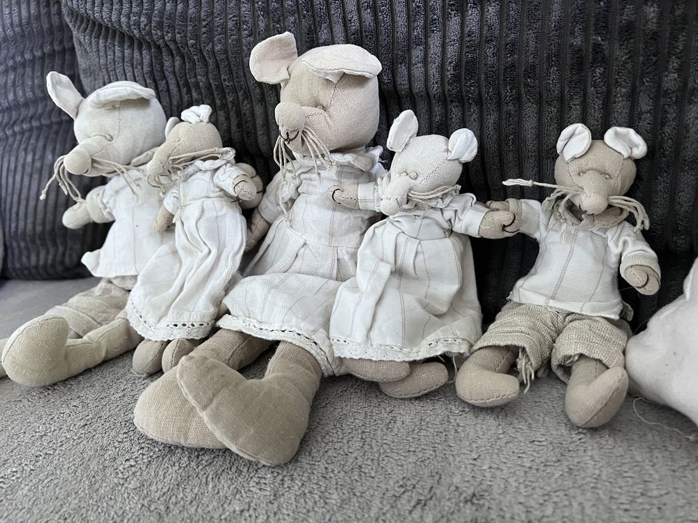 Rodzinka Szczurków vintage Holenderskie maskotki przytulanki dekoracja